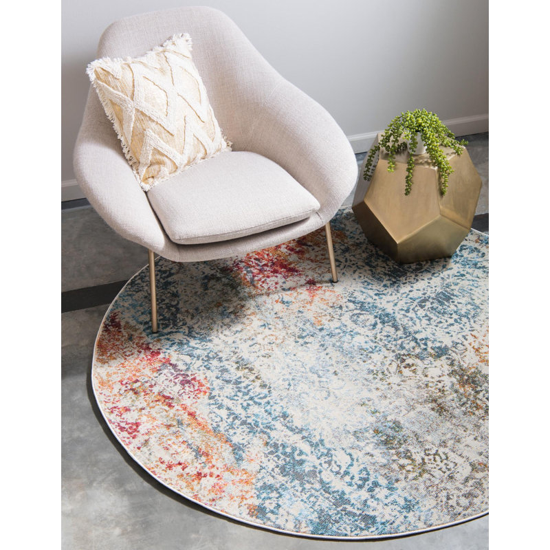 Abstract Indoor Rug, Round 3'3"