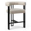 Tabouret de comptoir 24 po en tweed à accoudoirs rembourrés (ensemble de 2)-131976428