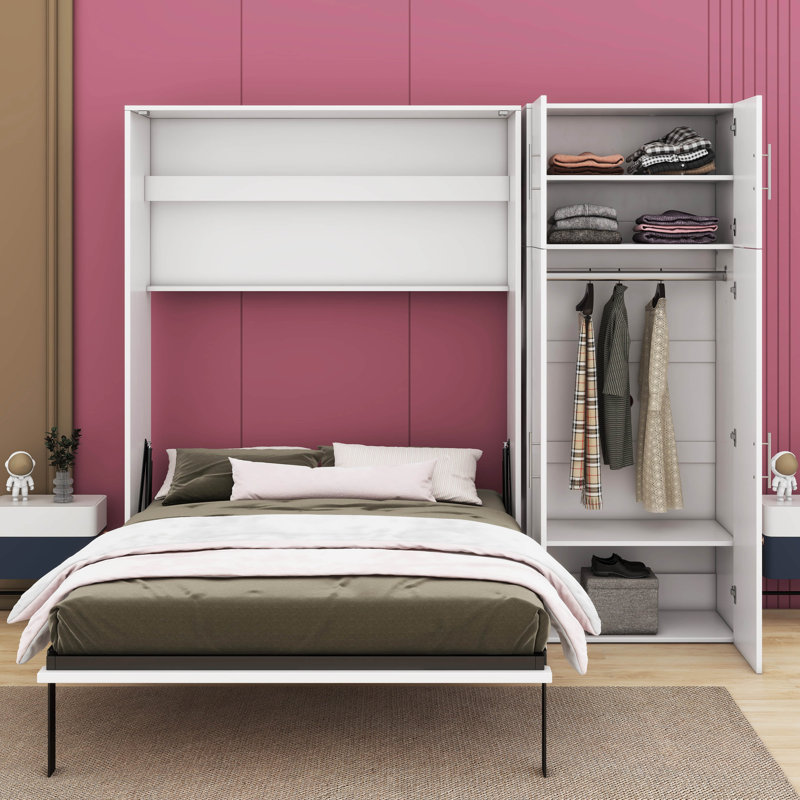 Lit escamotable avec casiers et armoires escamotables, Double