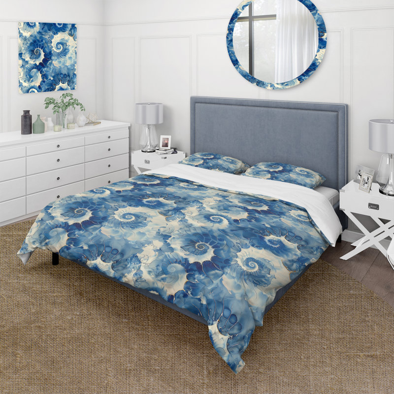 Ensemble de housse de couette Shibori Blue II, Housse de couette simple et deux taies décorative