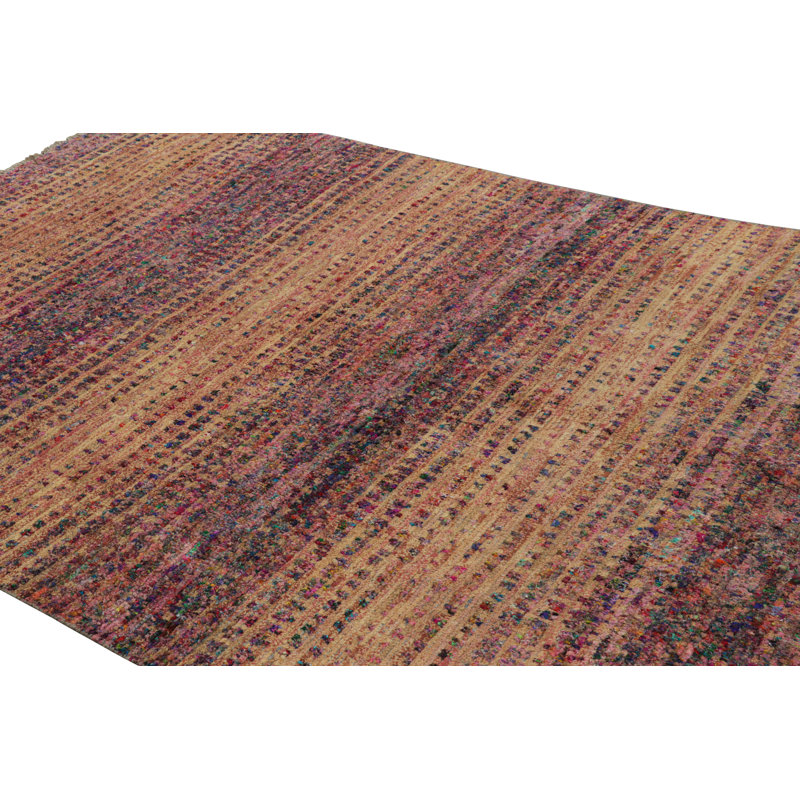 Textural Hand Knotted Geometric Area Rug, Rectangle 14' x 20'