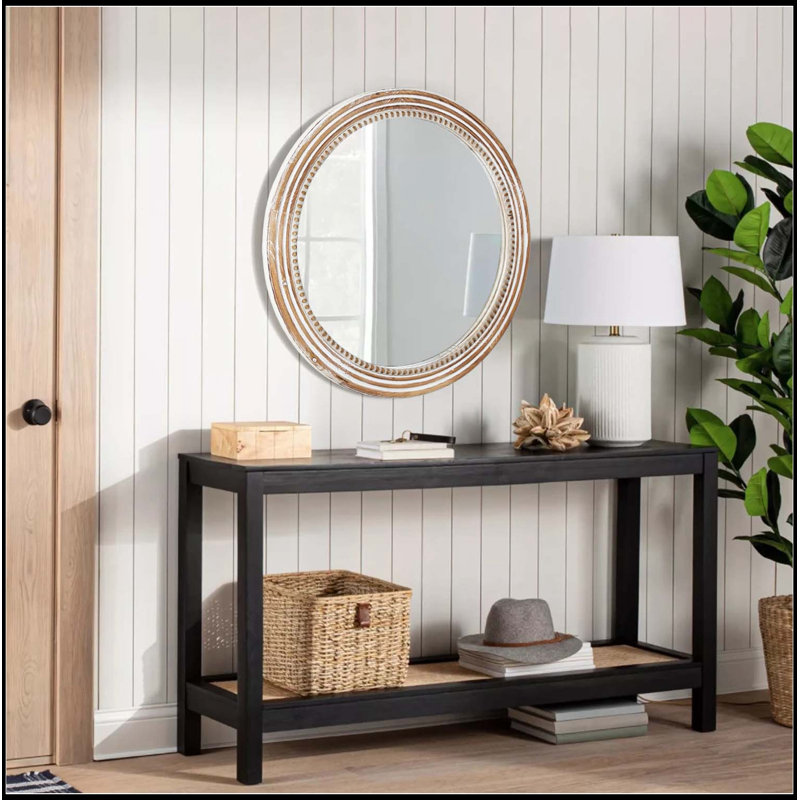 Rond Eleanor avec cadre en bois, 31.5" H x 31.5" W