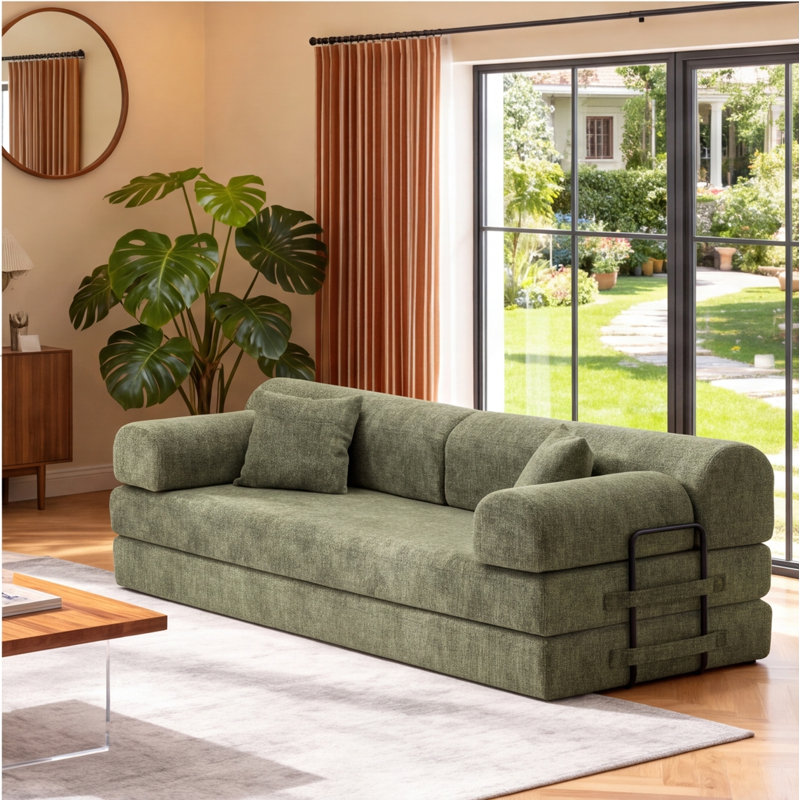 Canapé-lit Moss Green Boucle