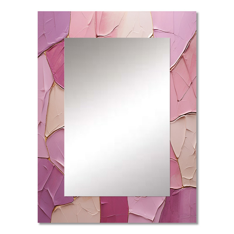 Rose, mauve, minimalisme, poteries - abstrait spirales murales décoratives, miroir moderne, art imprimé en métal