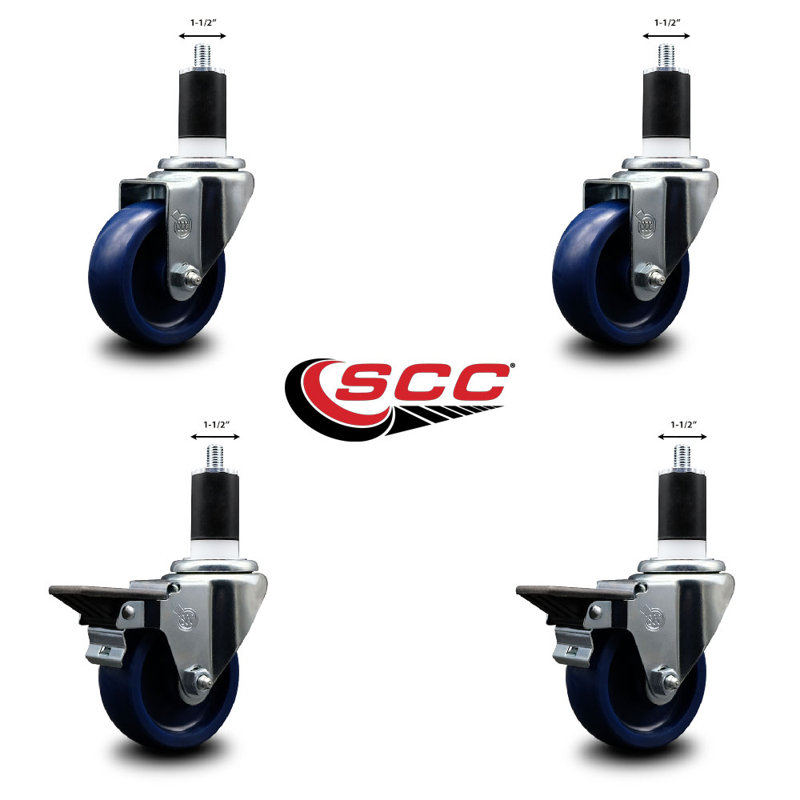 Ensemble de roulettes extensibles pivotantes en poly solide 2 roues SCC PLB 3,5 po x 1-1 / 2 po