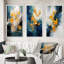 Sudden Happiness abstrait bleu sarcelle et jaune - ensemble de 3 impressions-1292369078-1292369080