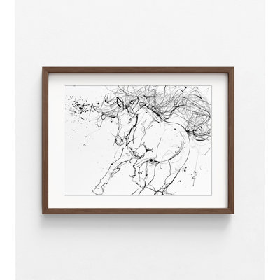 Horse Contour 2 By STA Studio, Runing Horse Drawing Poster, Rural Horse Theme Guest Bedroom Poster Print