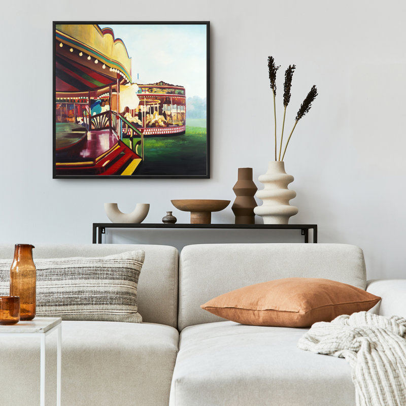 Carousel in a carnaval - Framed Canvas for Bedroom Decor