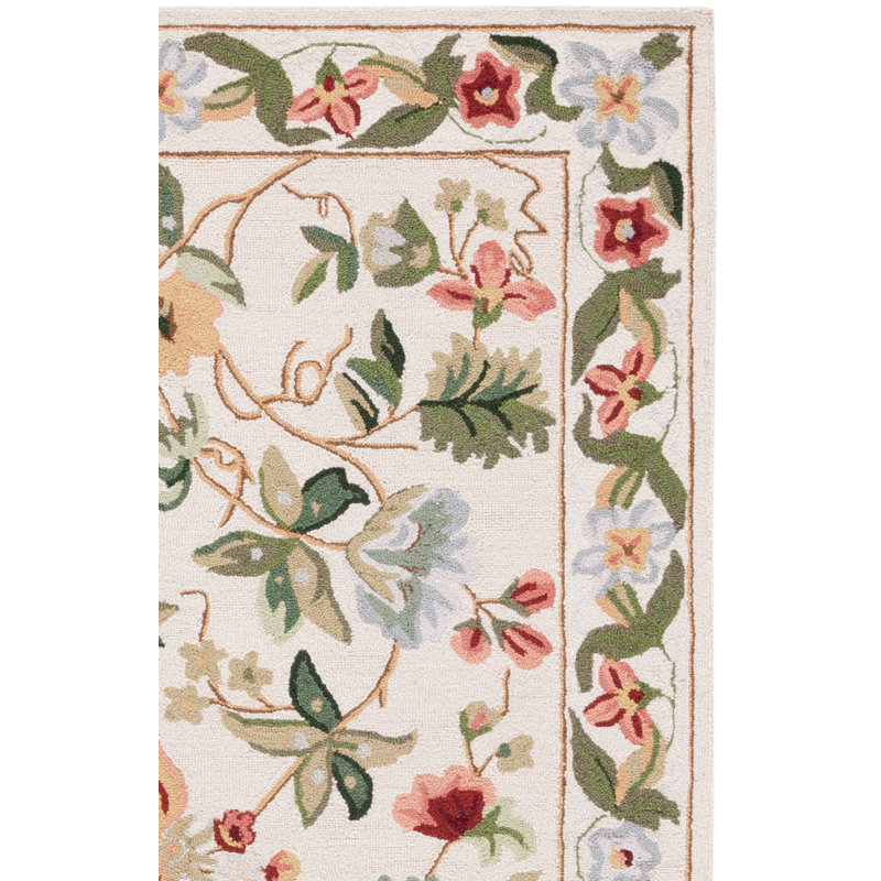 Tapis floral en laine crocheté à la main Chelsea, Carré 7 pi