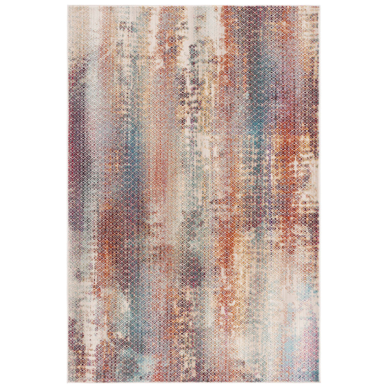 Rainbow Performance Abstract Indoor/Outdoor Area Rug, Rectangle 5'3" x 7'6"