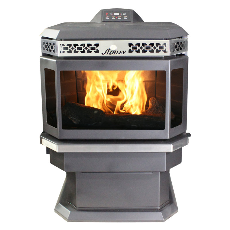 Ashley Hearth Black Steel Bay Front Pellet Stove Heater