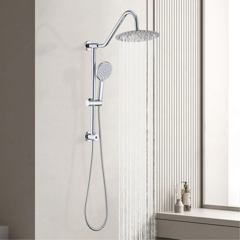 Pomme de douche avec système de douche à main avec pomme de douche à pluie 10 po, Chrome chrome