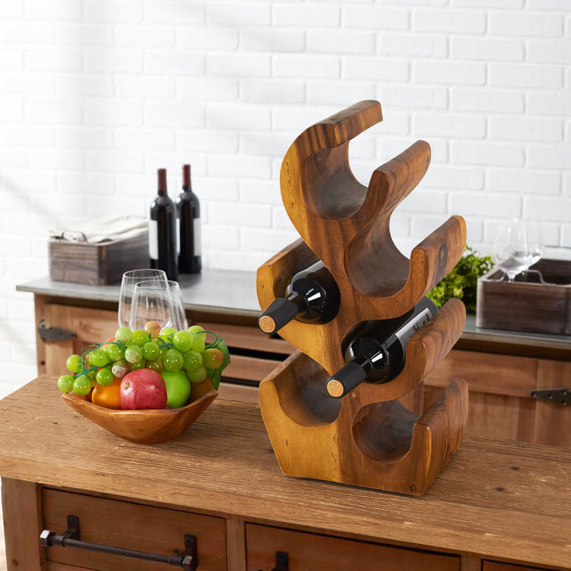 Solid Wood Tabletop Wine Bottle Rack Brown, 50cm H x 25.4cm W x 17.8cm D