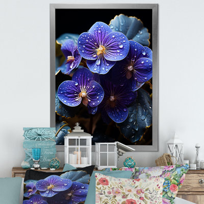 Violettes illuminées au clair de lune sur toile