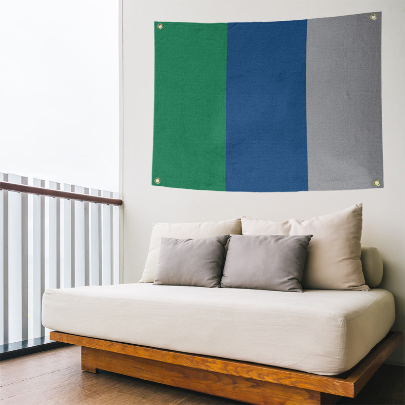 Tapisserie de polyester Vancouver, Vert / bleu / gris froid, H 50 po x l 59 po x P 1 po