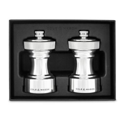Cole & Mason Hoxton Silver Plated Salt & Pepper Mill Gift Set 4"