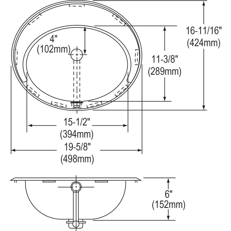 Asana Stainless Steel Circular Drop-In Bathroom Sink and Overflow, 3 hole