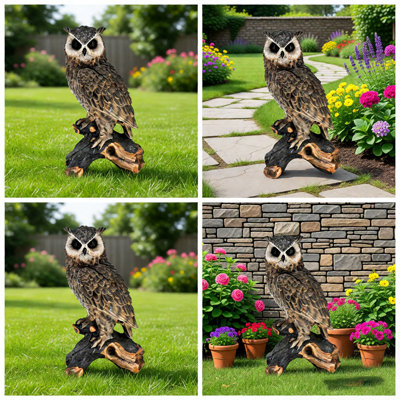 Exquisitely Detailed Simulated Owl Resin Statue for Indoor and Outdoor Decor, Lifelike Art Craft with Pest Deterrent Function