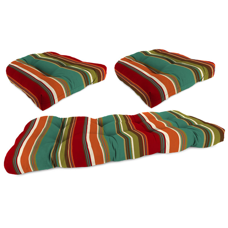 Outdoor Wicker Cushion Set for Bench and 2 Seats, Westport Teal
