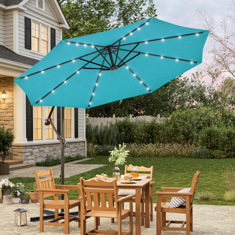 Parasol d'extérieur suspendu en acier Doresha, Bleu lac