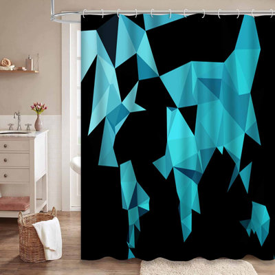 Rideau de douche bleu clair avec 12 crochets