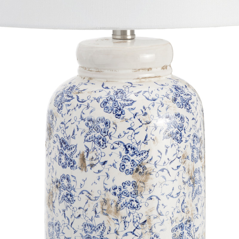 27.75" Ceramic Table Lamp With White Shade