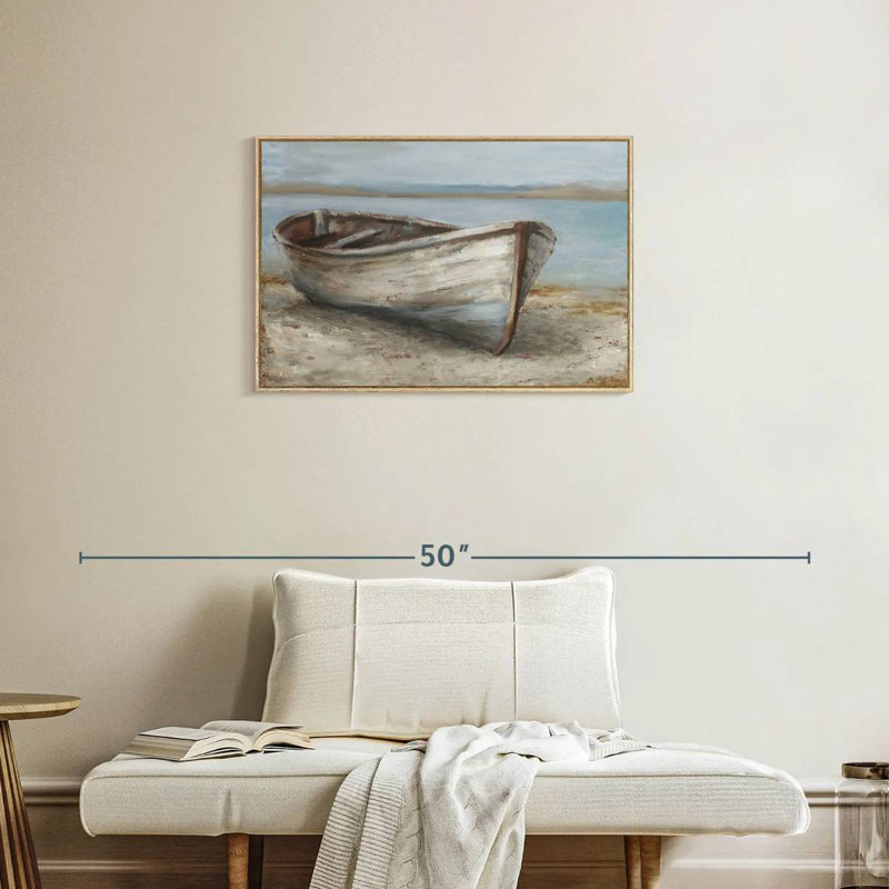 Bateau blanchi à la chaux I, Cadre flottant en bois naturel, 31 po x 21 po