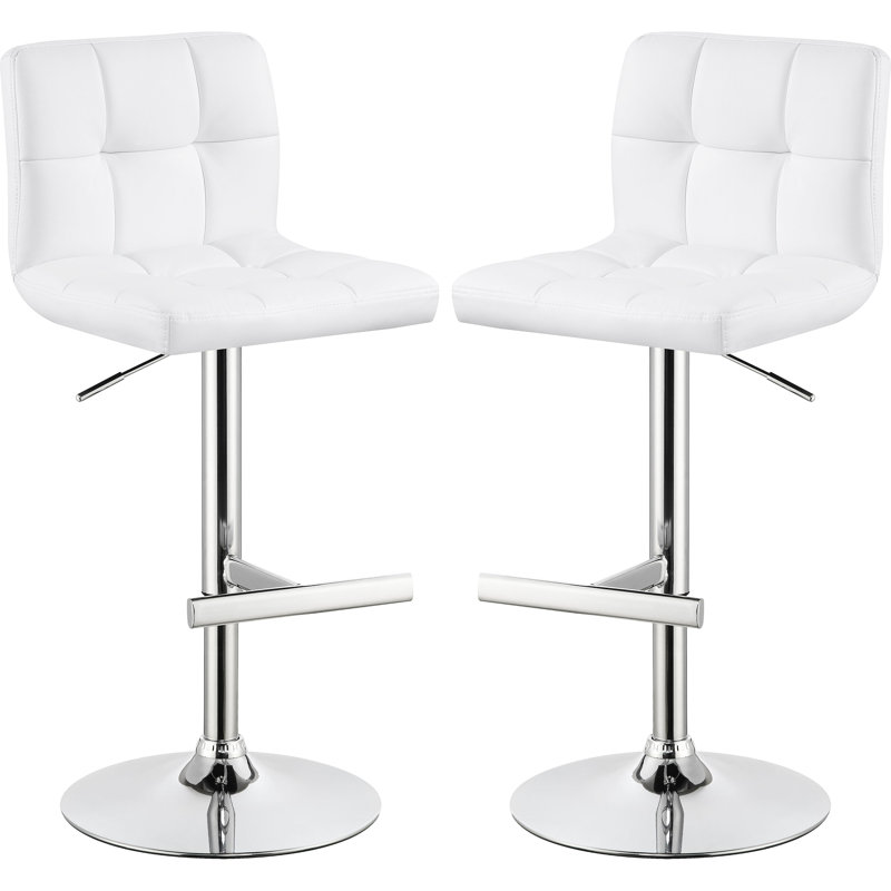 De 2 tabourets de bar blancs en similicuir sans accoudoirs avec fonction réglable et silhouette épurée au confort personnalisable