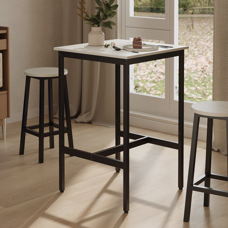 Table de salle à manger Mciver, Blanc rétro / noir, H 37 po x L 24 po x l 24 po