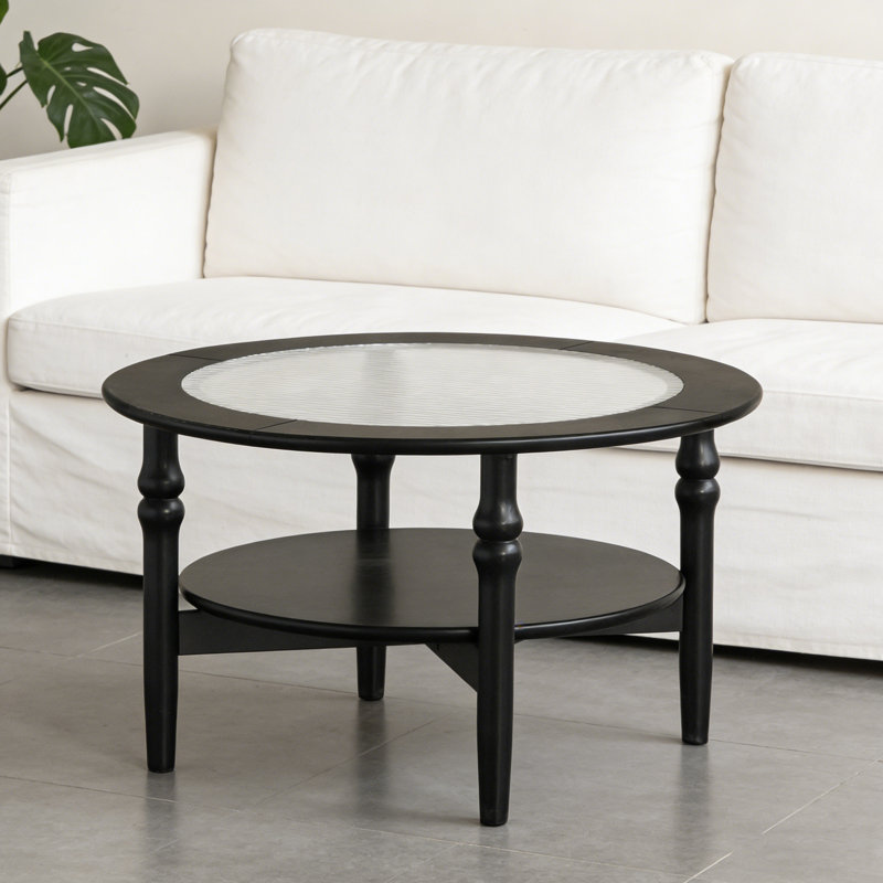 Tempered Glass Coffee Table Classic Cylinder Legs