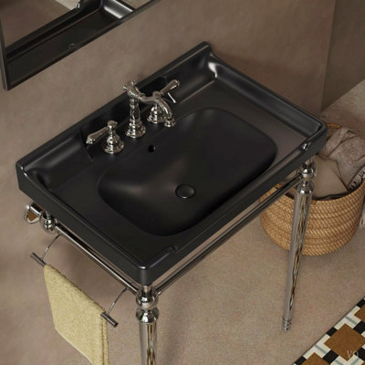 Lavabo de salle de bain en céramique 28 po avec 3 trous pré-percés, sans armoire ni robinet