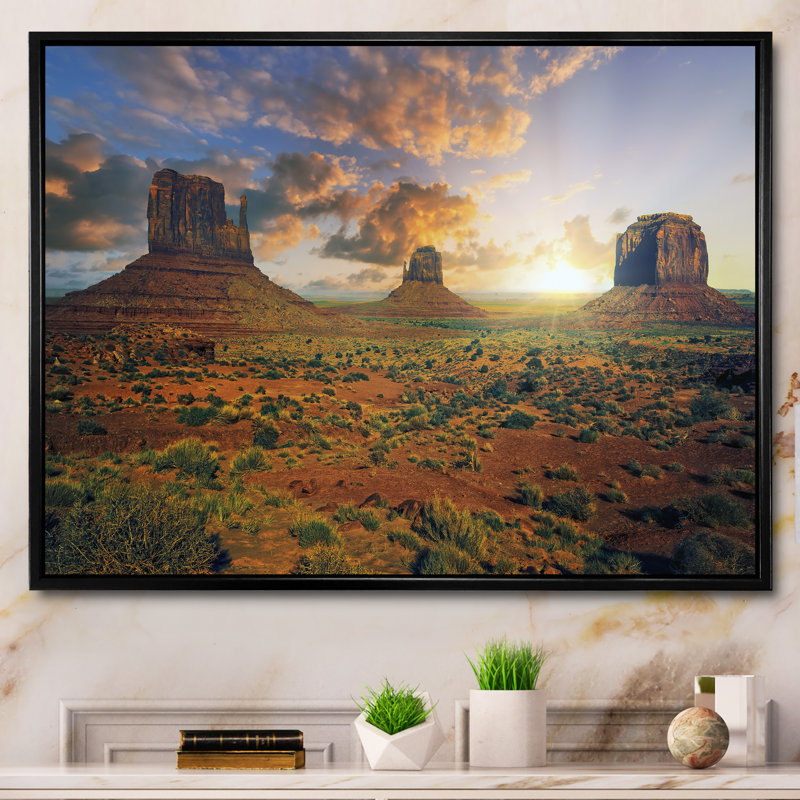 " Sunrise On Monument Valley ", Black Floater Framed, 12" H x 20" W x 1" D