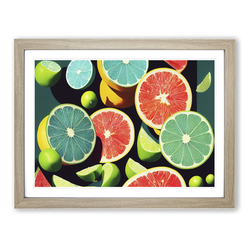 Citrus Fruit - Framed Print, 25cm H x 34cm W x 2cm D, Oak Framed