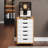 SOLID WOOD 6 DRAWER ROLL CART & STORAGE CHEST NATURAL HONEY & WHITE-456761060