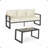 2-Piece 3-Seat Outdoor Sofa Couch Set, 75" All-Weather 3-Seat Aluminum Patio Sofa With Thick Beige Cushions  & 44" Glass Coffee Table-2141195577