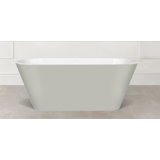 Painted Vetralla 58-3/4" x 29-1/8" Freestanding Soaking Bathtub in Volcanic Limestone™ with No Overflow Hole - Gloss White Interior