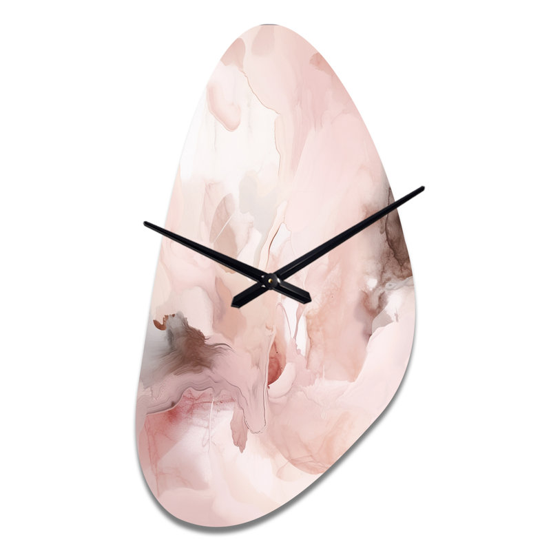 Horloge murale rose délicate - Marbre délicat abstrait III - forme unique, Moyenne