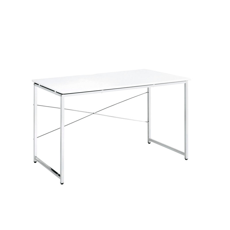 Tennos Chrome Finish Writing Desk, White