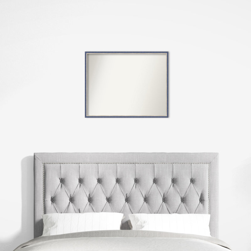 Earsie Solid Wood Wall Mirror, 23.25" x 29.25", Blue, Rectangle