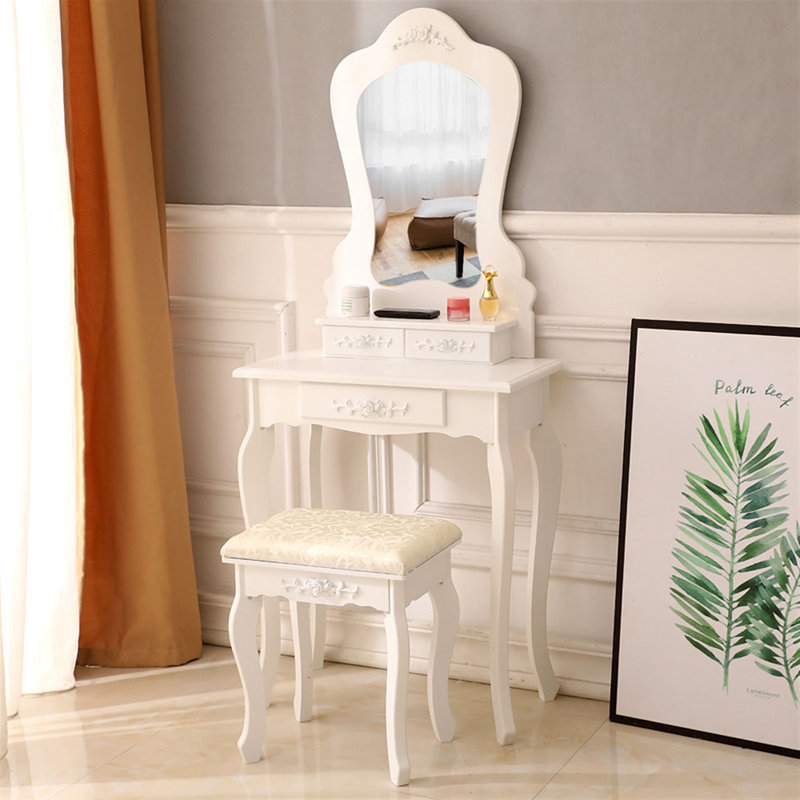Ensemble coiffeuse avec tabouret et miroir Bleddyn
