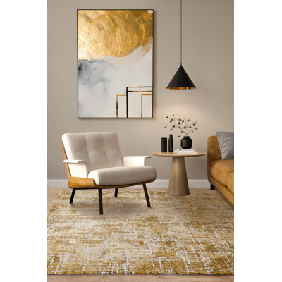Abrienne Soft Shiny Modern Gold/Grey Rug