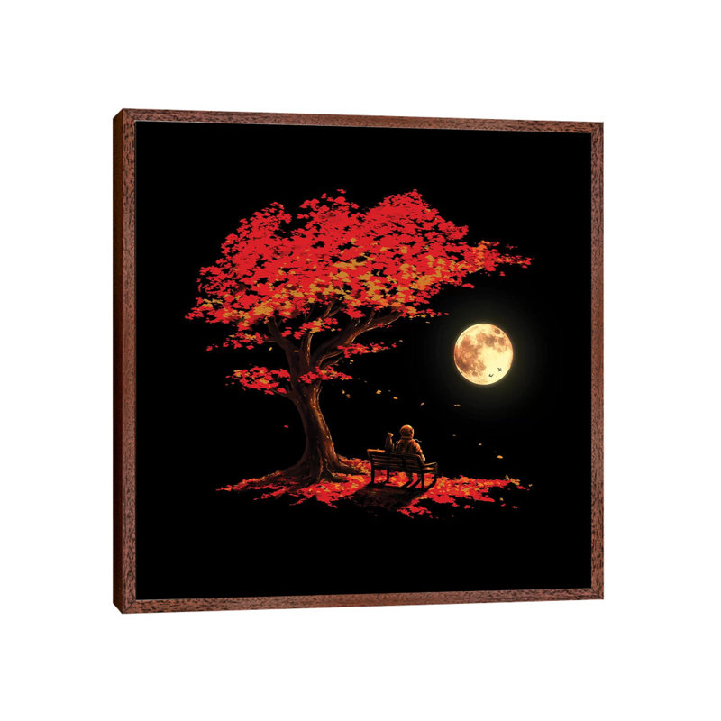 Autumn Moon by Nicebleed - Print on Canvas, Classic Brown Wood Framed, 93.98cm H x 93.98cm W x 3.81cm D