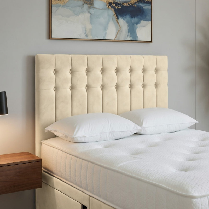 Upholstered Bed, King, Cream
