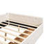 Lit plateforme double avec 2 tiroirs, bois beige, revêtement en lin, sans sommier, aménagement de chambre à coucher, rangement et rangement, organisation-794770537