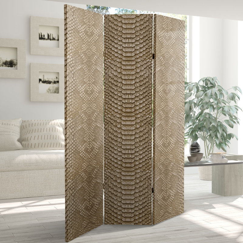 Faux Snakeskin Canvas Room Divider, Tan