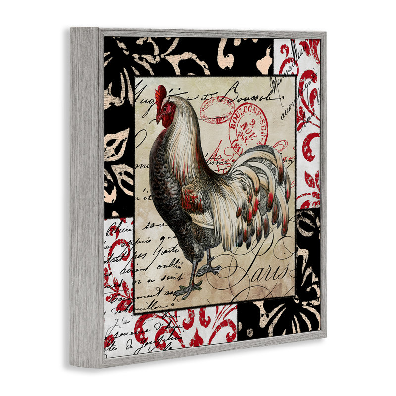Poule avec art de la giclée encadrée par Sasha, H 24 po x l 24 po, Estampe numérique Farmhouse