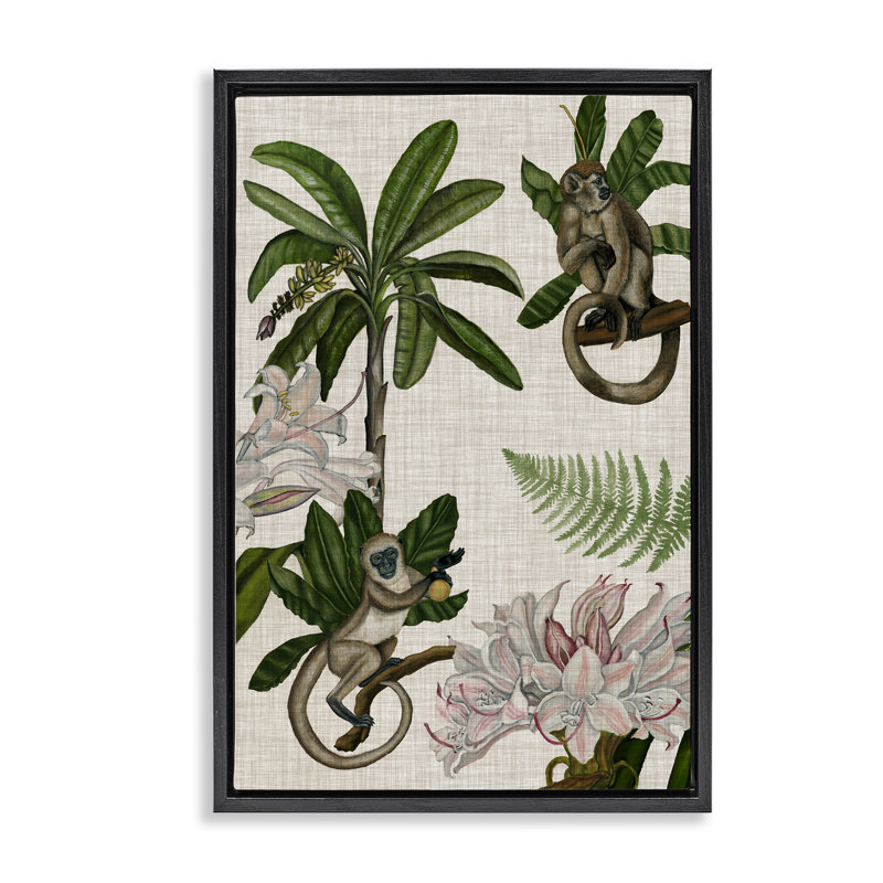 Toile flottante encadrée par Tropical Studio, H 25 po x l 17 po, Cadre flottant noir de jais