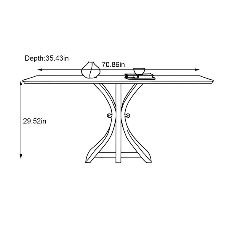 High-end black rectangular dining table, 29.52"H x 70.86"L x 35.43" W