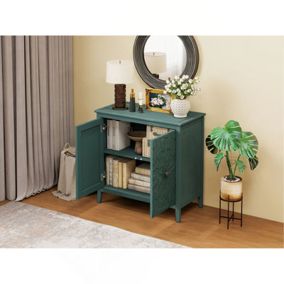 Vintage Sideboard Cabinet With Carved Roman Column Legs, Hidden Storage Compartments, Reinforced Structure, Raised Base For Easy Cleaning, For Living & Dining Room