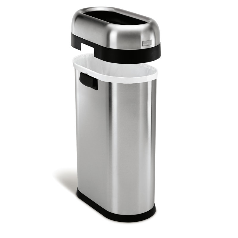 Slim Stainless Steel 13 Gallon Open Top Trash Can